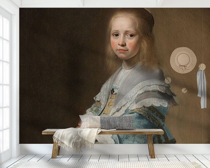 Portret van een meisje in het blauw, Johannes Cornelisz. Verspronck op